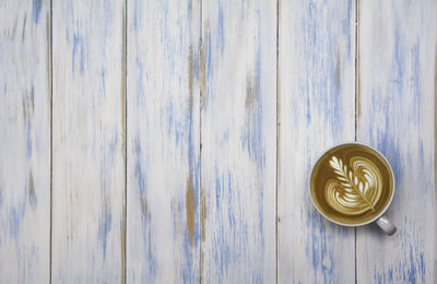 High angle view of coffee on table