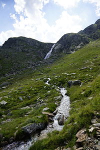 Scenic view of rocky mountains against sky