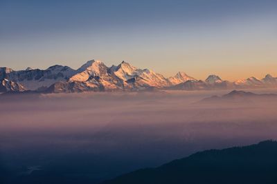 Panorama of snowcapped mountain range. view from pilatus mountain, luzern, switzerland