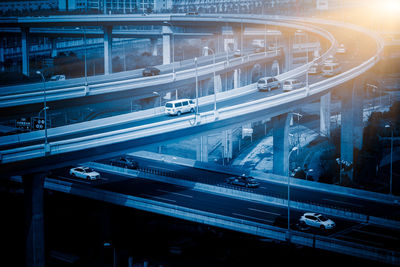 High angle view of highway in city