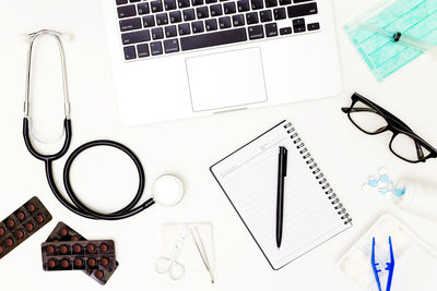 High angle view of eyeglasses on table