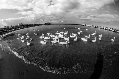 High angle view on beach against sky
