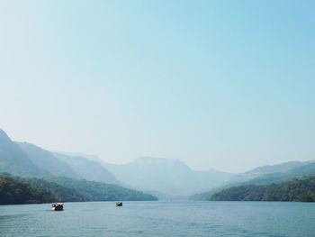 Scenic view of lake against clear sky