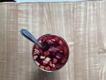 High angle view of breakfast in bowl on table