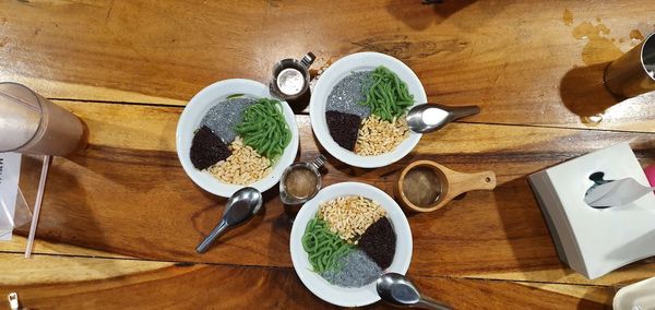 High angle view of food on table