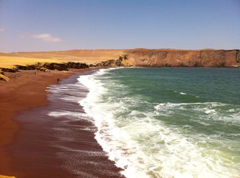 View of calm beach against the sky