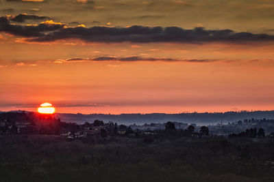 Scenic view of landscape against sky during sunset