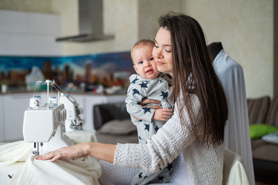 Mother and daughter at home