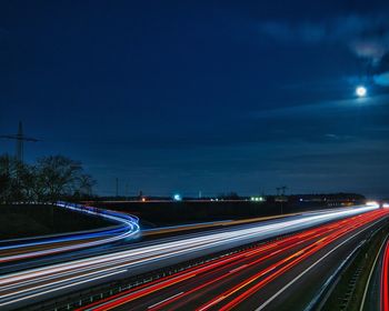 Light trails on highway at night