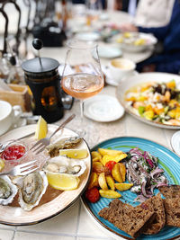 High angle view of food on table