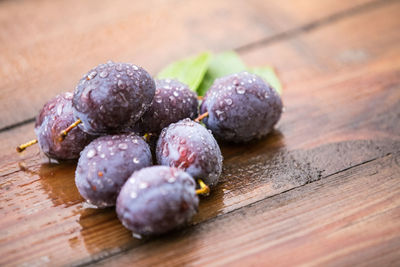 Close-up of fruits on table