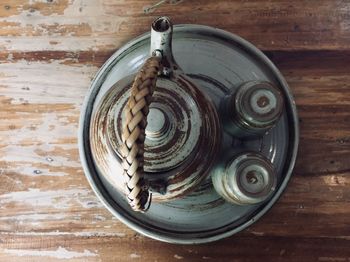 High angle view of food on table