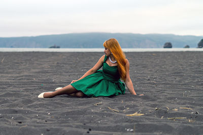 Beautiful woman relaxing at beach