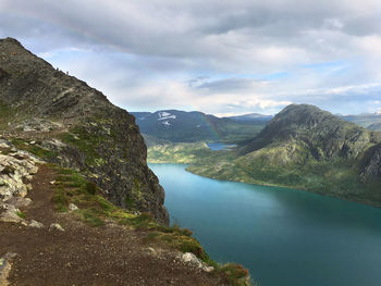 Scenic view of mountains against sky