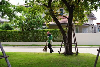 Full length of man standing in park