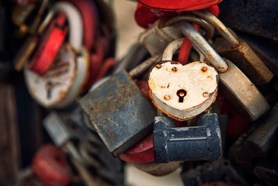 Metal bridge with a lot of locks. wedding traditions