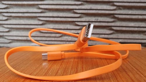 High angle view of orange on table