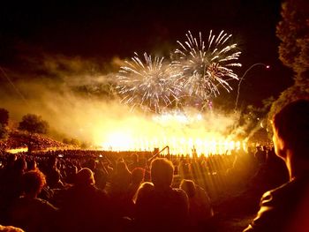 Firework display at night