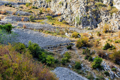 High angle view of rock formations