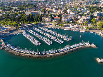 High angle view of marina