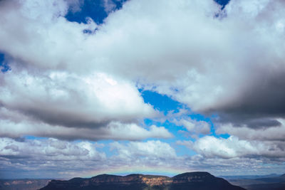 Low angle view of clouds over mountain