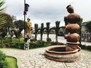 Stone sculpture in garden