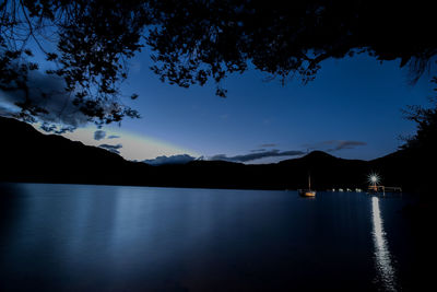 Scenic view of lake against sky at sunset