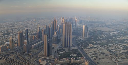 Panorama of the citiscape of dubai from the tallest building in the world, the burj khalifa. 