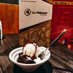 View of ice cream on table