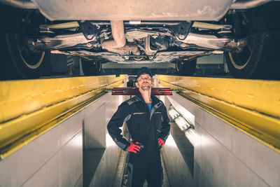 Portrait of people standing in bus