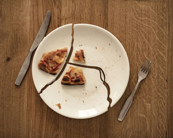 High angle view of breakfast on table