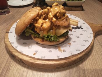 Close-up of food in plate on table