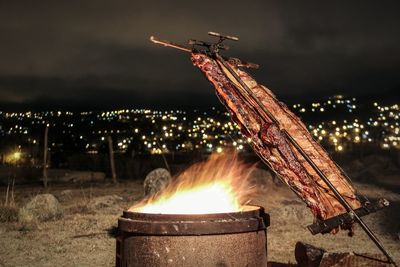 View of smoke at night