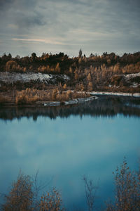 Scenic view of lake against sky