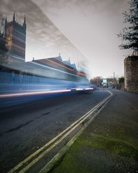 Blurred motion of road in city at night
