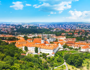 High angle view of townscape against sky