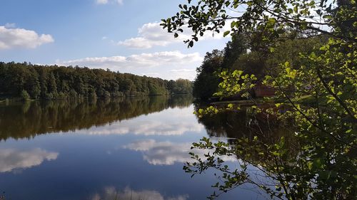 Scenic view of lake against sky
