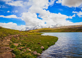 Scenic view of land against sky