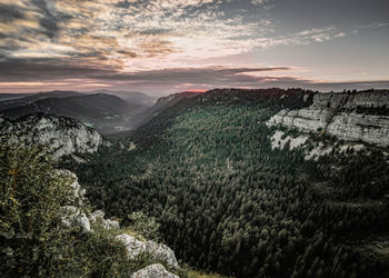 Scenic view of landscape against sky during sunset
