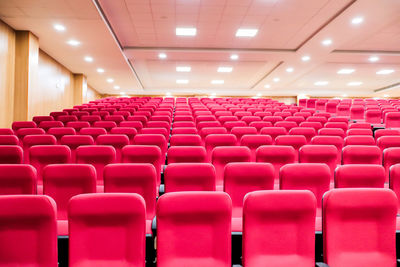 Empty chairs in stadium