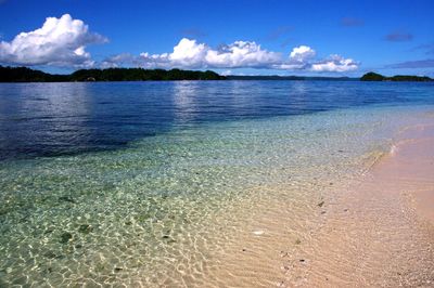 Scenic view of sea against cloudy sky