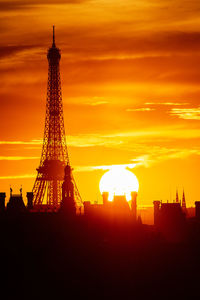 Silhouette of tower during sunset