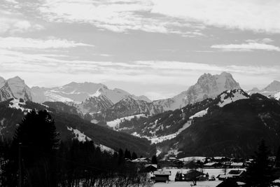 Panoramic view of mountains against sky