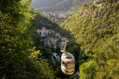 High angle view of overhead cable car