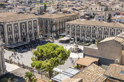 High angle view of the center of catania with duomo square