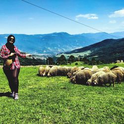 View of a man looking away on field