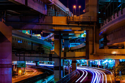 View of light trails in factory