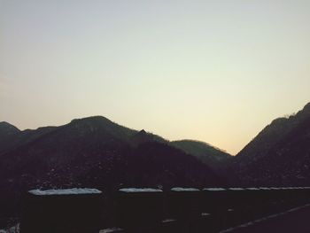 Scenic view of mountains against clear sky