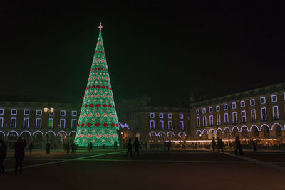 Christmas tree on lisbon square at night