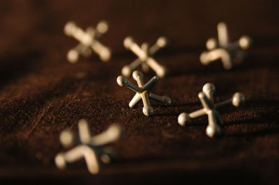 Close-up of metal on table at home